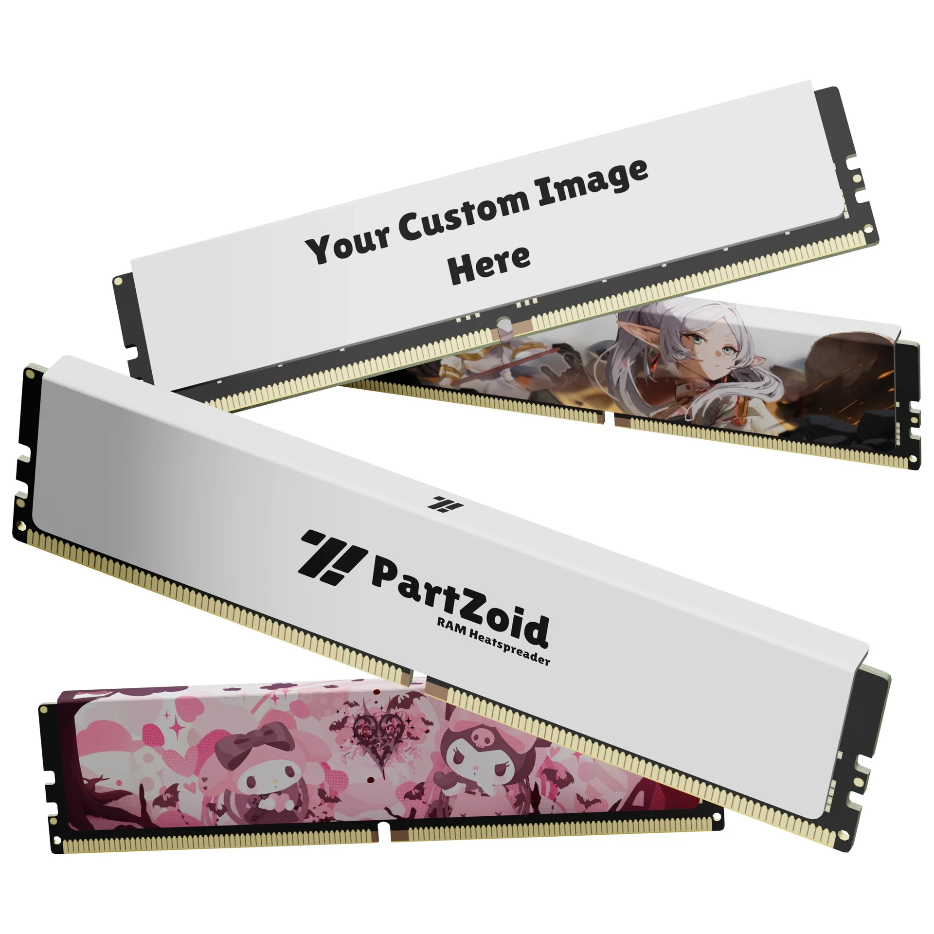 PartZoid RH1 RAM heatspreaders printed with custom artwork